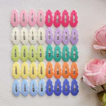 EleMirsa 40pcs Candy Colored Snap Hair Clips for Girls - Non Slip Barrettes