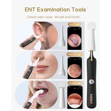 Bebird Earsight Plus Ear Wax Removal Tool Camera, Ear Cleaner with Flexible Wireless Ear Camera Otoscope, Painless Visual Ear Pick Tweezers Wax Remover, Portable Ear Cleaning Kit for Adults/Kids,Black