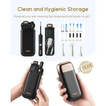 Bebird Earsight Plus Ear Wax Removal Tool Camera, Ear Cleaner with Flexible Wireless Ear Camera Otoscope, Painless Visual Ear Pick Tweezers Wax Remover, Portable Ear Cleaning Kit for Adults/Kids,Black