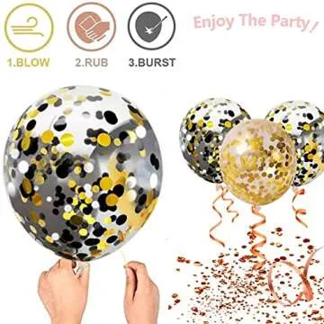 Zesliwy Black Gold Confetti Balloons 50 Pack - Perfect for Parties