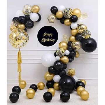Zesliwy Black Gold Confetti Balloons 50 Pack - Perfect for Parties