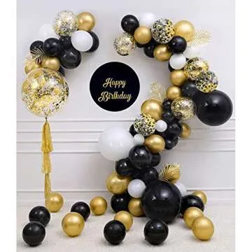 Zesliwy Black Gold Confetti Balloons 50 Pack - Perfect for Parties