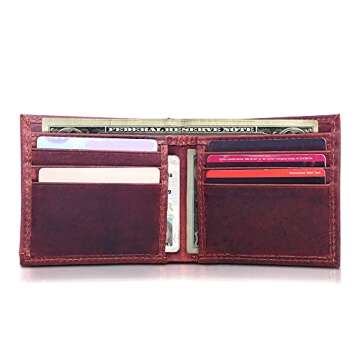 RAW HYD Bifold Wallet for Men (Bourbon Brown) - RFID Blocking Men’s Leather Wallet w/Star Concho -...