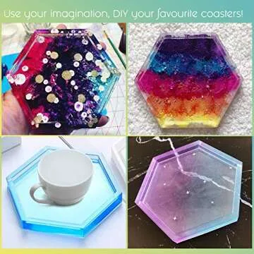 LET'S RESIN Silicone Coaster Molds for Resin,Hexagon Silicone Molds,Epoxy Resin Coaster Molds for Making Coasters, Bow Mat, Jewelry Holder