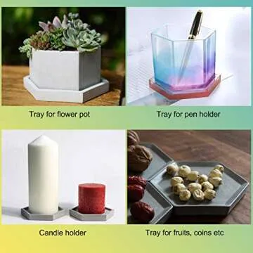 LET'S RESIN Silicone Coaster Molds for Resin,Hexagon Silicone Molds,Epoxy Resin Coaster Molds for Making Coasters, Bow Mat, Jewelry Holder