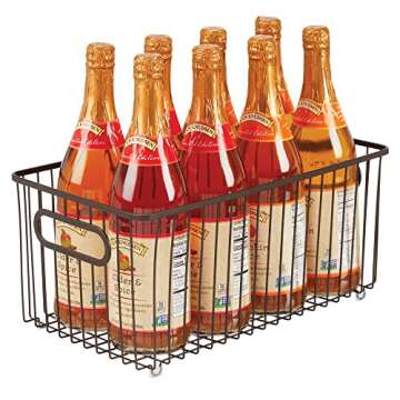 mDesign Metal Farmhouse Kitchen Pantry Food Storage Organizer Basket Bin - Wire Grid Design for Cabinets, Cupboards, Shelves, Countertops - Holds Potatoes, Onions, Fruit - 4 Pack - Bronze