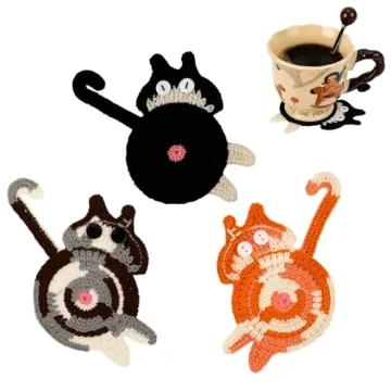 Cute Cat Coasters - 3PCS Gift Set for Cat Lovers