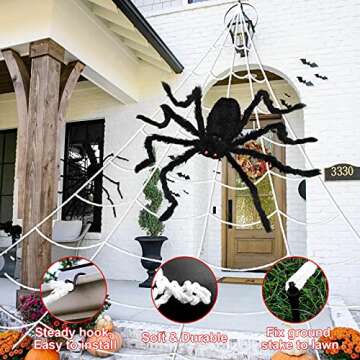 Giant Halloween Spider Web Decoration Set for Spooky Parties