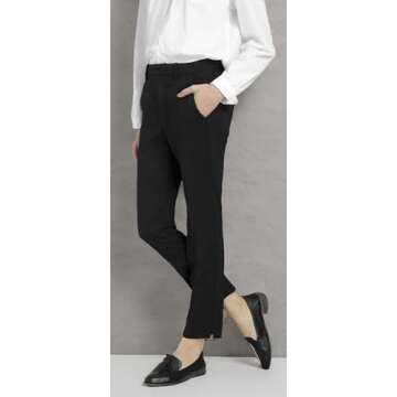 Marycrafts Women's Work Ankle Dress Pants Trousers Slacks (10, Black)