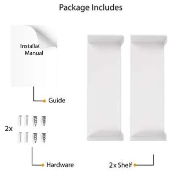 Wallniture U Shape Floating Metal Bookshelf White Set of 2