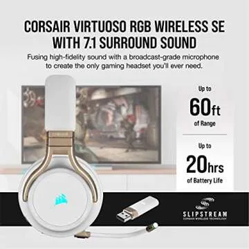 Corsair Virtuoso RGB Wireless Gaming Headset - High-Fidelity 7.1 Surround Sound with Broadcast Quali...