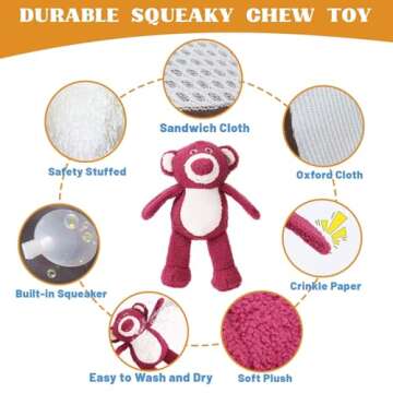 Ankinghor 3-Layered Stuffed Dog Toys for Medium Large Dogs, Large Plush Squeaky Dog Toys to Keep The...