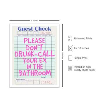 Preppy Bathroom Wall Art for Women - funny Trendy Guest Bath Wall Decor - Pink Retro Modern Bathroom...