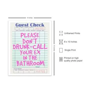 Preppy Bathroom Wall Art for Women - funny Trendy Guest Bath Wall Decor - Pink Retro Modern Bathroom...