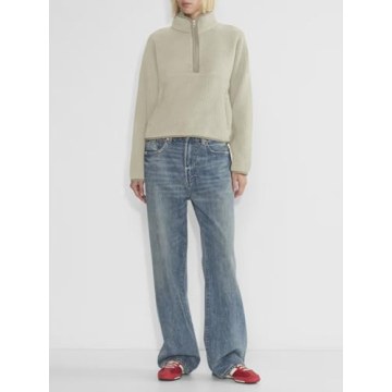 LASLULU Women's Sherpa Half Zip Pullover - Cozy & Trendy