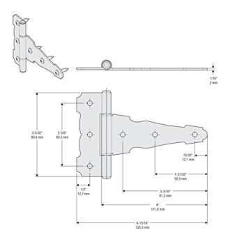 Durable National Hardware Ornamental T Hinges for Gates