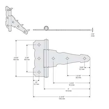 Durable National Hardware Ornamental T Hinges for Gates