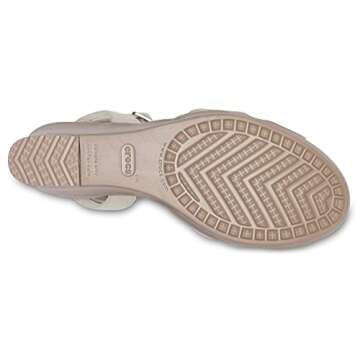 Crocs Women's Leigh II Cross-Strap Ankle Wedges Sandal, Oatmeal/Mushroom, Numeric_9
