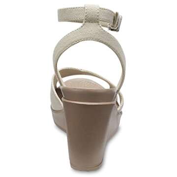 Crocs Women's Leigh II Cross-Strap Ankle Wedges Sandal, Oatmeal/Mushroom, Numeric_9