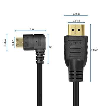 UCEC Mini HDMI to HDMI Cable Coiled Right-Angle Adapter