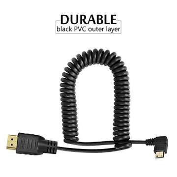 UCEC Mini HDMI to HDMI Cable Coiled Right-Angle Adapter