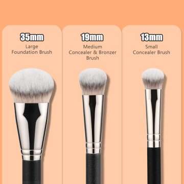 TEOYALL Flat Angled Brushes, Flawless Foundation Brush Under Eye Concealer Brush Bronzer Brush with Liquid Cream Powder