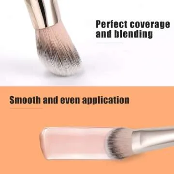 TEOYALL Flat Angled Brushes, Flawless Foundation Brush Under Eye Concealer Brush Bronzer Brush with Liquid Cream Powder