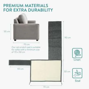 Navaris Cat Scratch Mat - Sisal Furniture Protector for Cats