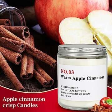 4 Pack Candles for Home Scented, Cinnamon Apple Candles Set, 28 oz 200 Hour Long Lasting Scented Can...