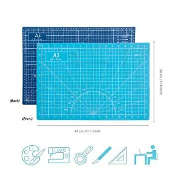 TCAIRG Self Healing Cutting Mat 18"x12" Non-Slip PVC Double Sided 5-Ply A3 Art Craft Rotating Mat,Se...