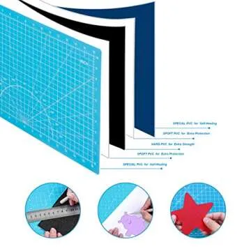 TCAIRG Self Healing Cutting Mat 18"x12" Non-Slip PVC Double Sided 5-Ply A3 Art Craft Rotating Mat,Sewing Crafts Hobby Fabric Precision Scrapbooking Project(Blue/Light blue)