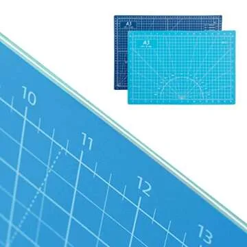 TCAIRG Self Healing Cutting Mat 18"x12" Non-Slip PVC Double Sided 5-Ply A3 Art Craft Rotating Mat,Sewing Crafts Hobby Fabric Precision Scrapbooking Project(Blue/Light blue)