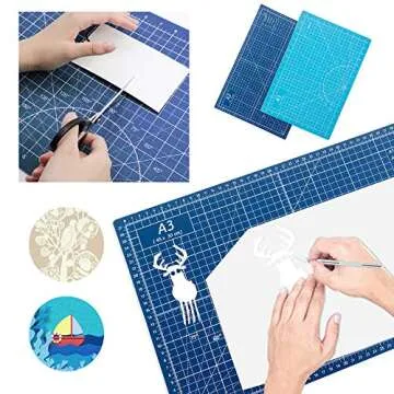 TCAIRG Self Healing Cutting Mat 18"x12" Non-Slip PVC Double Sided 5-Ply A3 Art Craft Rotating Mat,Sewing Crafts Hobby Fabric Precision Scrapbooking Project(Blue/Light blue)