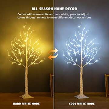 ZHOUDUIDUI Lighted Birch Tree, Birch Tree with led Lights,Artificial Twig Tree Light 9Modes Timer for Indoor Outdoor Christmas Thanksgiving Home Party Wedding Decor,Warm & Cool White