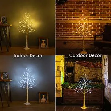 ZHOUDUIDUI Lighted Birch Tree, Birch Tree with led Lights,Artificial Twig Tree Light 9Modes Timer for Indoor Outdoor Christmas Thanksgiving Home Party Wedding Decor,Warm & Cool White