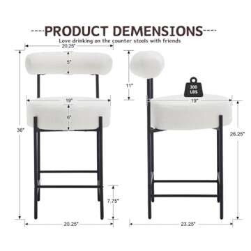 Shunzhi Modern Sherpa Bar Stools Set of 2 – Comfort & Style