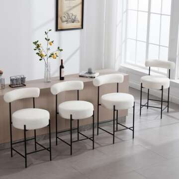 Shunzhi Modern Sherpa Bar Stools Set of 2 – Comfort & Style