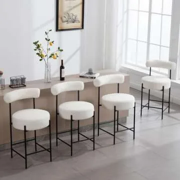 Shunzhi Modern Sherpa Bar Stools Set of 2 – Comfort & Style