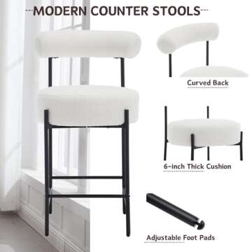 Shunzhi Modern Sherpa Bar Stools Set of 2 – Comfort & Style