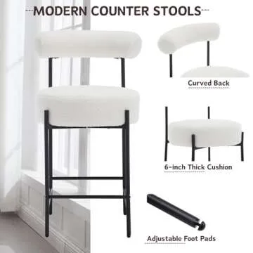 Shunzhi Modern Sherpa Bar Stools Set of 2 – Comfort & Style