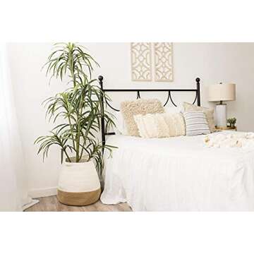 CHLOÉ + KAI Woven Storage Basket (H17.5"×D17.5"), Large Blanket Basket – Decorative Cotton Rope Basket for Nursery, Laundry, Living Room, Pillows, Toys, Baby, Plant Pot – Soft Storage Bin with Handle