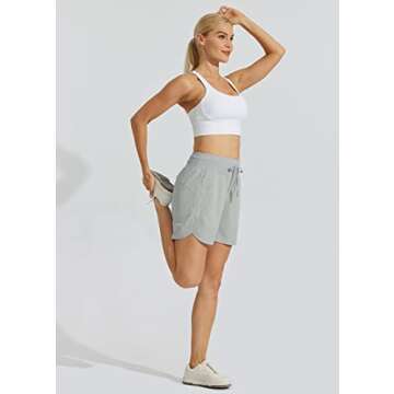 Willit Women's 5" Athletic Running Shorts Quick Dry Workout Hiking Shorts High Waisted Active Shorts Zipper Pocket Gray XL