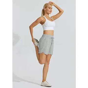 Willit Women's 5" Athletic Running Shorts Quick Dry Workout Hiking Shorts High Waisted Active Shorts Zipper Pocket Gray XL