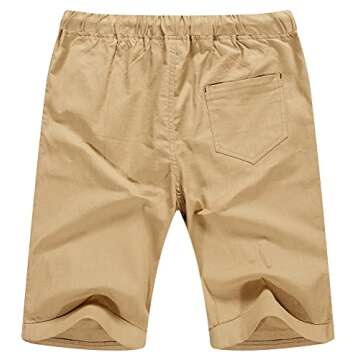Sailwind Men’s Linen Shorts Casual Drawstring Summer Beach Shorts US Small Khaki