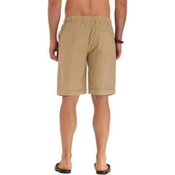 Sailwind Men’s Linen Shorts Casual Drawstring Summer Beach Shorts US Small Khaki