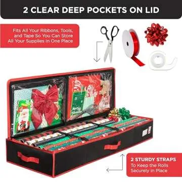 Premium Gift Wrap Organizer for 27 Rolls - Durable 600D Material