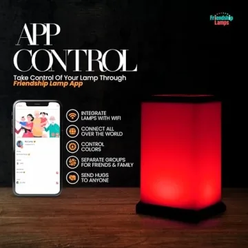 Friendship Lamp® Modern Design - Best Friend Lamps Wi-Fi Touch Lamp LED Light for Long-Distance, Connection, Relationship, Friendship, Gift, Over 200 Colors, App Setup - Set of 2