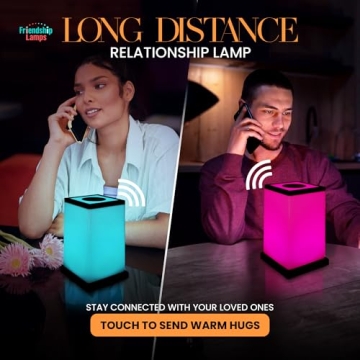 Friendship Lamp® Modern Design - Best Friend Lamps Wi-Fi Touch Lamp LED Light for Long-Distance, Connection, Relationship, Friendship, Gift, Over 200 Colors, App Setup - Set of 2