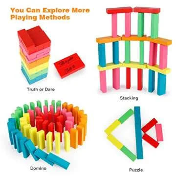 Coogam Wooden Blocks Stacking Game with Storage Bag, Toppling Colorful Tower Building Blocks Balancing Puzzles Montessori Toys Learning Sorting Family Games Educational Toys Gifts for Kids