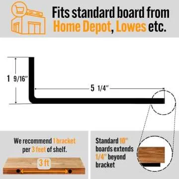 EVALD Floating Shelf Brackets | Hidden Black Carbon Steel Brackets for 6-inch Board (5 1/4" True Size) Kitchen, Nursery | Minimalist Design for Fireplace Mantel, Bookshelves, Bar Wall Shelves 4 Pack